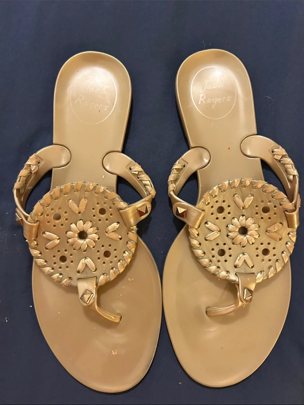 Jack Rogers Metallic Gold Kids' Decorative Thong Sandals